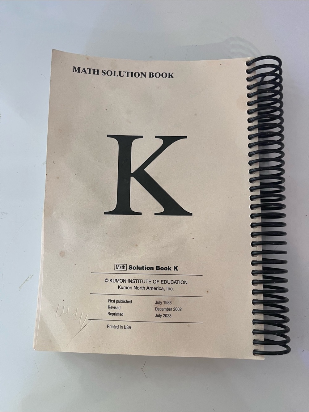 Kumon Math Solution Book K - Picture 2 of 2